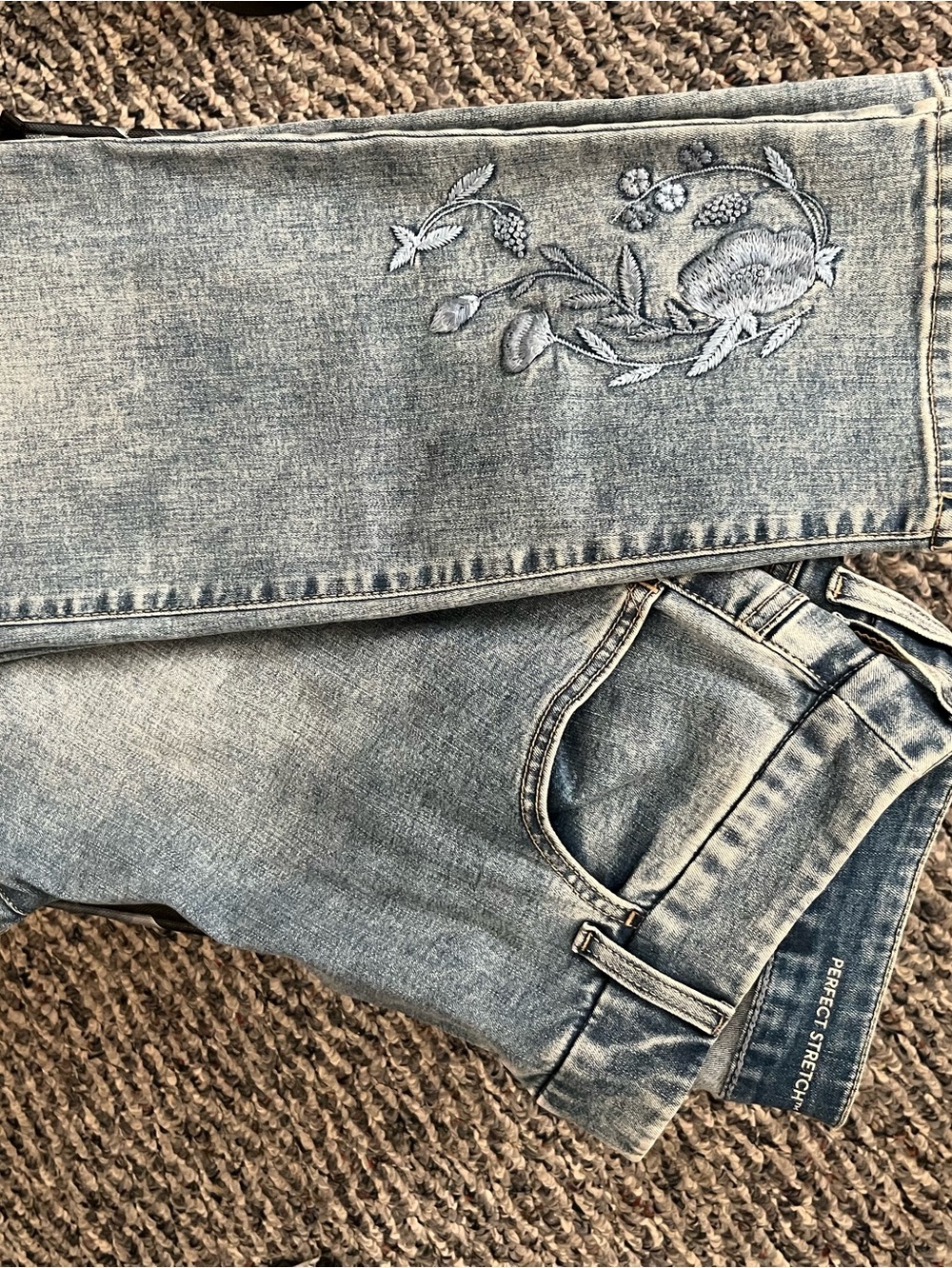 Chico’s Light Blue Embroidered Skinny Jeans
